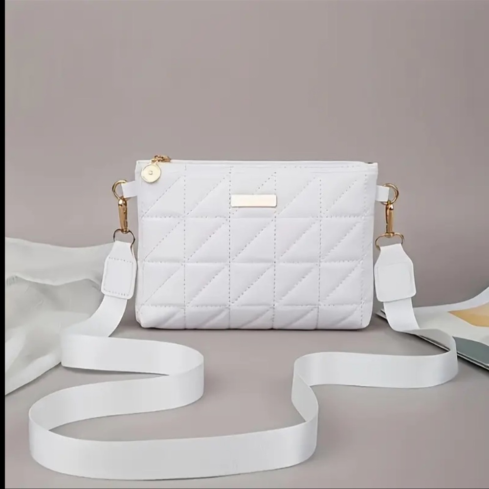 White Quilted Patterned Crossbody Bag 3 pack